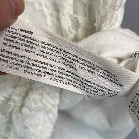 HOLLISTER Lace Overlay Crop T-Shirt Ivory White L - Picture 8 of 10